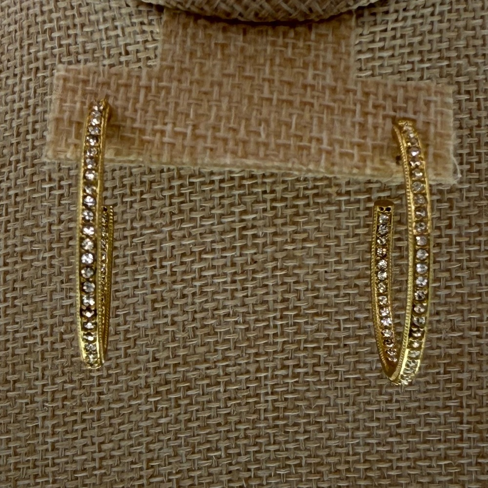 Frieda Rothman Vault Pave CZ 14k Gold Plated Sterling Inside/Outside Ovals